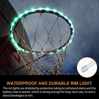 Waybelive LED Basketball Hoop Lights, Remote Control Basketball Rim LED Light, 16 Color Change by Yourself, Waterproof, Super Bright to Play at Night Outdoors, Good Gift for Kids - style: LED Basketball Hoop Lights