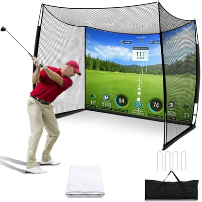 Golf Net with Impact Screen, 11x8FT Spacious Golf Practice Net for Backyard, Heavy Duty Hitting Cage for Swing Driving, Home Garage Indoor Outdoor