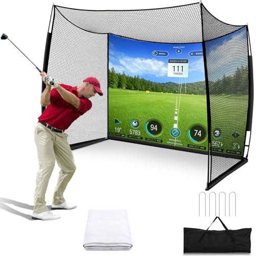 Golf Net with Impact Screen, 11x8FT Spacious Golf Practice Net for Backyard, Heavy Duty Hitting Cage for Swing Driving, Home Garage Indoor Outdoor