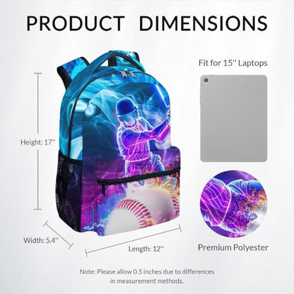 Backpack for Boys Baseball Backpacks with Padded Shoulder Straps - Kids Sports BookBag with Padded Shoulder Straps, Durable School Supplies for Teens Boys (17 Inch) - color: Light Purple