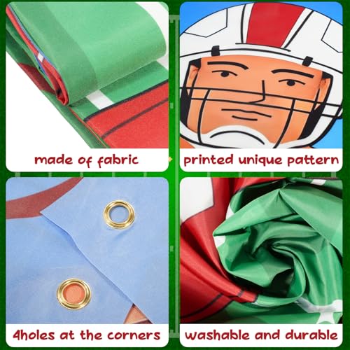 Football Party Decorations Banner Set with 2 Footballs,90x35.4 Inch Sports Birthday Party Backdrop for Boys,Outdoor Games Flag Football Banner for Kids Football Theme Party Supplies