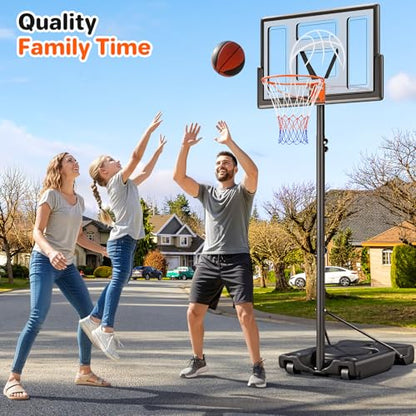 Yohood Basketball Hoop Outdoor 10ft Adjustable, Portable Basketball Hoop Goal System for Kids Youth and Adults in Backyard/Driveway/Indoor, 44 Inch Shatterproof Backboard and Larger Base - style: Gray