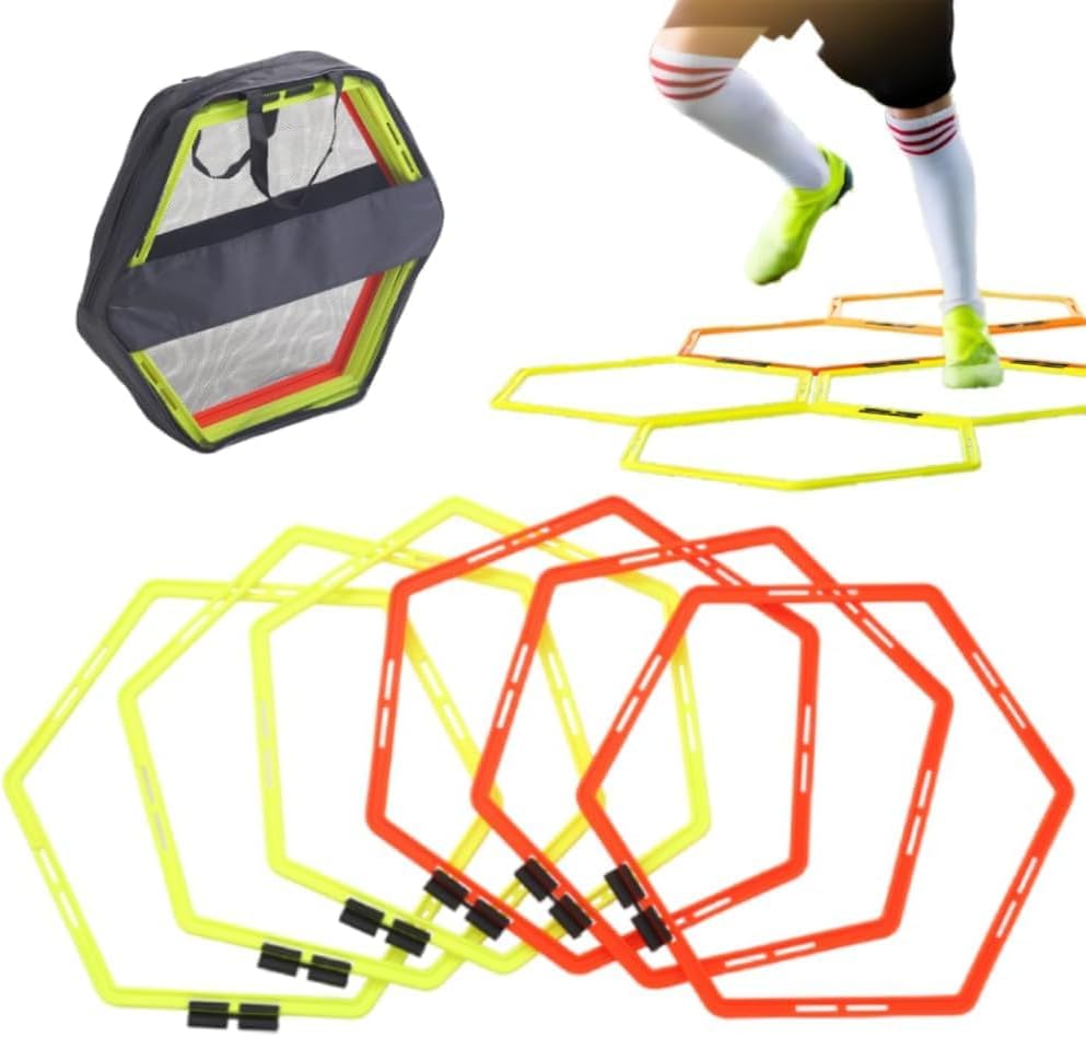 Japard Hex Agility Rings for Speed Training & Agility Footwork Training Speed Hurdles Ladder with Carrying Bag