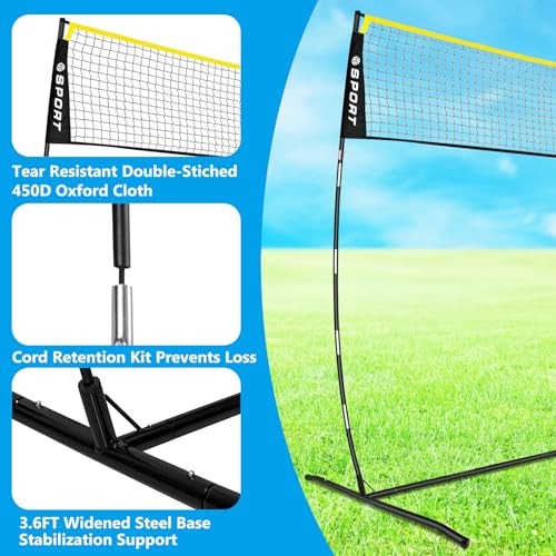 12FT Portable Volleyball Training Net Equipment Set with 2 Volleyball,Pump and Carry Bag.Outdoor/Indoor Freestanding Volleyball Practice Net 3 Adjustable Height for Driveway