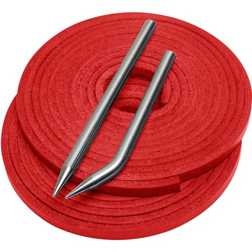 Softball Baseball Glove Lace, Mitt Lace Repair Kit Includes 2 Leather Laces and Lacing Needle for Catcher's Glove - color: Red