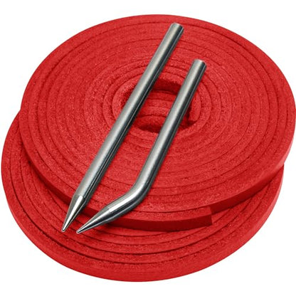 Softball Baseball Glove Lace, Mitt Lace Repair Kit Includes 2 Leather Laces and Lacing Needle for Catcher's Glove - color: Red