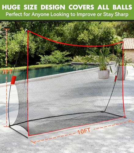 Golf Net, 10x7ft Heavy Duty Golf Practice Nets for Backyard Driving Chipping Hitting, Indoor Outdoor Training，with Carry Bag