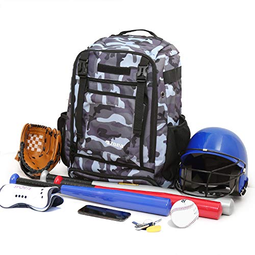 ZOEA Baseball Bat Bag Backpack, T-Ball & Softball Equipment & Gear for Youth and Adults, Large Capacity Holds 4 Bats, Helmet, Gloves, Cleats,Shoes Compartment & Helmet Holder