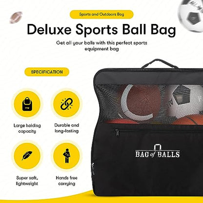 Complete Sports Balls w/Bag, Pump for Boys - Kickball, Volleyball, Soccer Ball, Football, Basketball - Outdoor Play