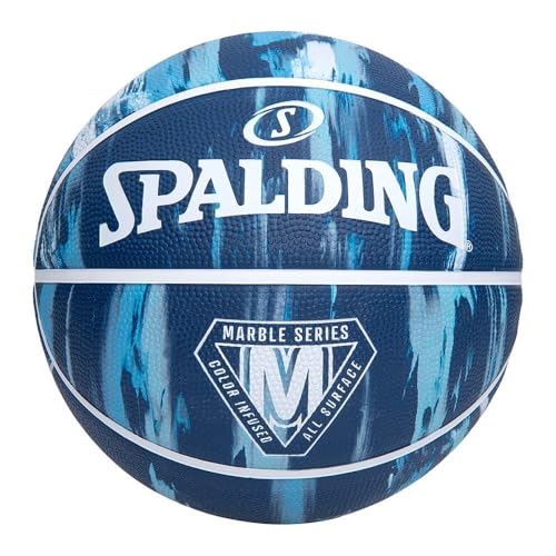 Spalding Basketball Basic No. 7 Rubber Marble - color: Navy × light blue