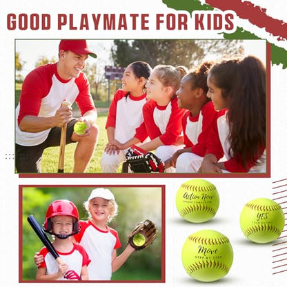 Soulchen 24 Pack Sports Softball Motivational Fastpitch Softball Practice Official Size and Weight Balls Leather Covered Training Ball for Youth Beginner Players Games Practice
