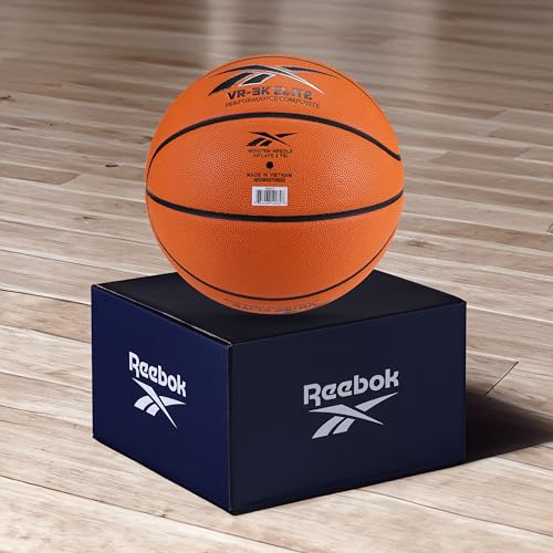 Reebok Hi Vis Elite Basketball, Official Size, Composite Leather, Anti-Slip Grip, Consistent Shape Retention, Includes Pump & Needle, VR-3K Series - color: Orange