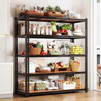 48" W Garage Storage Shelving 3050LBS Storage Shelves 5 Tier Adjustable Metal Storage Shelves Utility Shelf for Garage, Kitchen, Pantry, Basement 71" H x 48" W x 24" D - size: 71"H x 48"W x 24"D