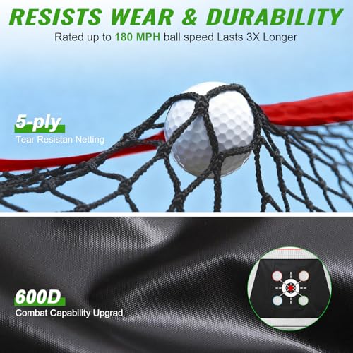 Golf Nets for Practice,10 x 7 FT Golf Hitting Net, Study Golf Chipping Net with Multi - Objective Target Cloth, Tri-Turf Mat and Another 20 accs, Easy to Set Up, Indoor/Outdoor Use, Garage/Yard Train