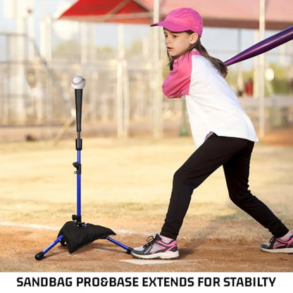 BaseGoal Batting Tee Baseball Tee,Softball Travel Portable Tee Tripod Stand Rubber Tee for Batting Training Practice with Carrying Bag - color: Blue, style: New Tee