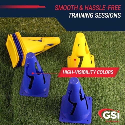GSi Hurdle Training Cones | Multi Pack Sets | Dual Purpose Agility Cones with Holes | Ideal for Soccer, Kids, Dog, and Sports Training - style: 9" with Slit - 12 Pack
