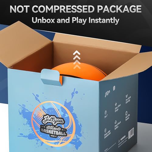 Silent Basketball Size 7 (29.5"), Airless Indoor Basketball for Quiet Dribbling Training, High-Bounce Foam Ball in Gift Box, Non-Compressed Packaging