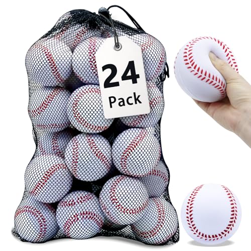 Magicorange Baseball, Foam Baseball Practice Training Baseballs Unmarked Baseball Soft Toss, Batting, Fielding, Hitting, Pitching - color: White, size: 24 Pack