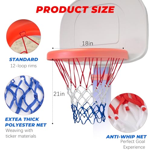 Basketball Net Compatible with Little Tikes,Professional Heavy Duty Basketball Net Replacement,Suitable for Outdoor Standard Basketball Hoop,White-Red-Blue