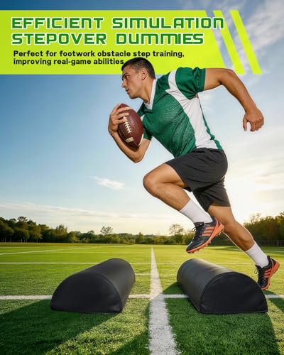 Wibeelee 2 PCS Football Step Over Dummy PU Football Tackling Dummy Waterproof Football Training Equipment with Handle & Inner Lining for Youth Footwork Sports Training