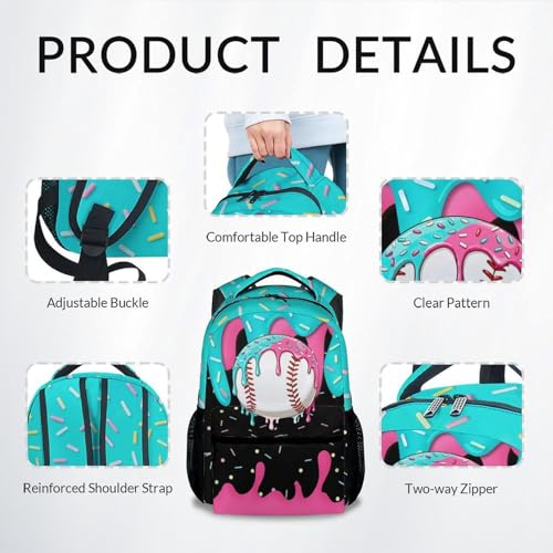 Kids Backpacks - Baseball Backpack for Boys Kids Sports School Bookbag Youth Player Gift 17" Drip Design Schoolbag for Elementary Primary - color: White