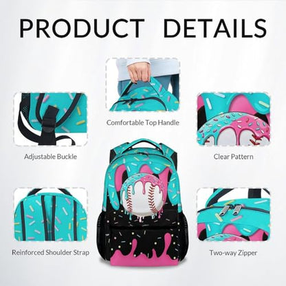 Kids Backpacks - Baseball Backpack for Boys Kids Sports School Bookbag Youth Player Gift 17" Drip Design Schoolbag for Elementary Primary - color: White
