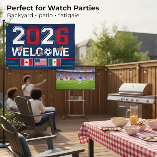 World Cup Decorations Flag 2026 American Canada Mexico Host Country Football Supporters Banner Welcome Soccer Merchandise Accessories,Great Soccer Fans Gifts,5×3 Feet Yard Sign Garden Outdoor Flag