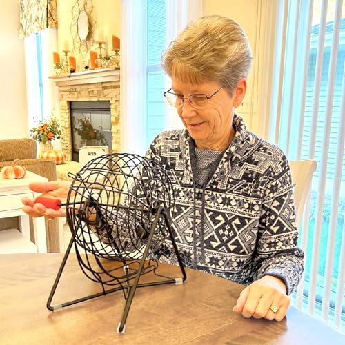 MR CHIPS Professional 11" Steel Bingo Cage Only – Fits 7/8" Bingo Balls (Not for 3/4" Balls or 38mm Ping Pong Balls) – Mysterious Black - color: Mysterious Black Bingo Cage Only