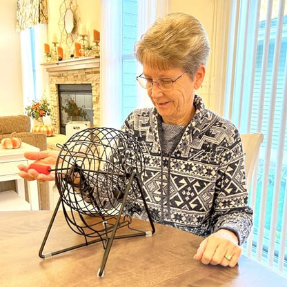 MR CHIPS Professional 11" Steel Bingo Cage Only – Fits 7/8" Bingo Balls (Not for 3/4" Balls or 38mm Ping Pong Balls) – Mysterious Black - color: Mysterious Black Bingo Cage Only