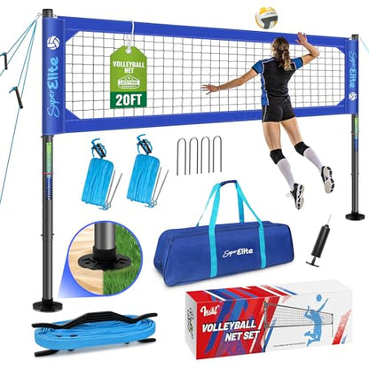 Professional Volleyball Net Set Heavy Duty for Outdoor Backyard Portable with Aluminum Scoring Poles, Nets System, Adjustable Regulation Height