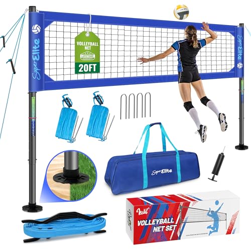 Professional Volleyball Net Set Heavy Duty for Outdoor Backyard Portable with Aluminum Scoring Poles, Nets System, Adjustable Regulation Height