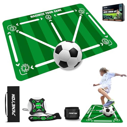 Soccer Training Equipment,Soccer Training Mat Improve Strength,Agility and Coordination,Anti-Slip Silent Absorption Soccer Footwork Training Mat,Soccer Trainer for Indoor/Outdoor Drills - style: Training Set 35*23 IN - C