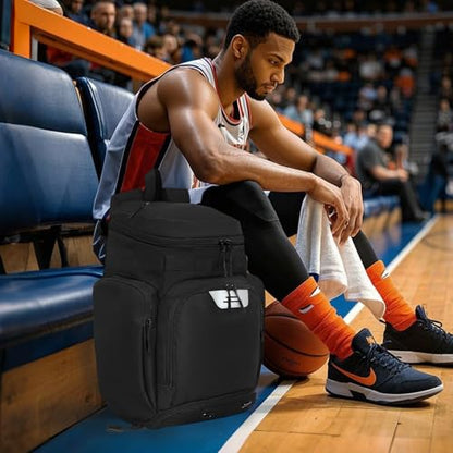 Goloni Basketball Backpack,Large Sports Bag with Ball Compartment & Shoe Compartment, Best for Basketball, Soccer - color: Black