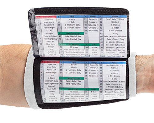 WristCoaches Football Play Wristbands - Youth Quarterback Gear - Wristband Playbook - Softball Wristbands for Signs - color: White