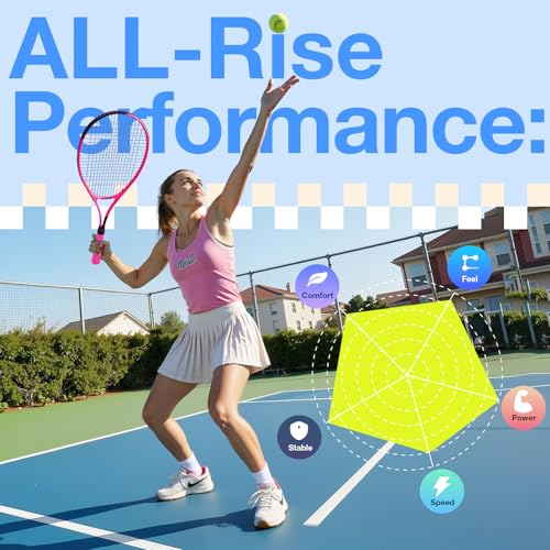 AboveGenius Neon Tennis Rackets 2 Pack for Adults- 27" Lightweight Aluminum Tennis Racquet Set with 3 Balls & Bag- Vibrant High-Visibility Matte Finish for Men Women Beginners - color: Pink/Blue