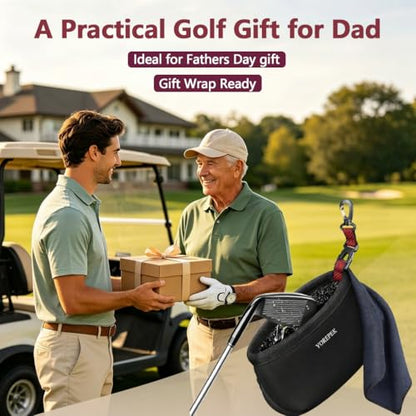 YOREPEK Golf Gifts for Men, Golf Club Cleaner Bag in Gift Box, Golf Ball Cleaner with Towel & 360° Rotating Clip, Golf Bag Accessories for Men Dad Golfer, Black