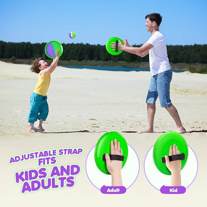 Toss and Catch Ball Set Upgraded - Beach Toys Outdoor Games Baseball Games - Sturdy & Water-Resistant Great for Pool Yard - Classic Gift for Toddlers Kids Boys Girls 3 4 5 6 7 8 9 10 11 12+ Years Old