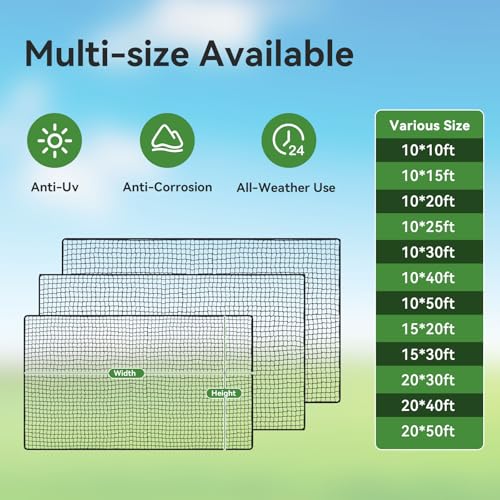 Golf Nets Practice，Sports Nets for Backyard Driving Real Golf Balls10ft to 60ft, Ball Stop Netting for Garage Swing Training, Indoor Outdoor Nylon Heavy Duty Soccer, Basketball, Pickleball Accessories - size: 15ft×50ft