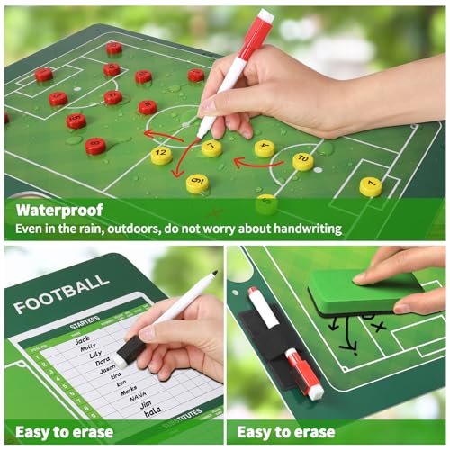 Magnetic Coach Marker Boards, Dry Erase Double-Sided Coach Lineup Clipboard, Coaches Gift, Fit for Basketball, Football, Soccer, Baseball - style: Soccer clipboard for coaches magnetic