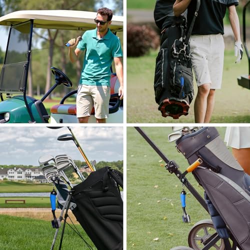 FINGER TEN Retractable Golf Club Cleaner Brush with Magnetic Clip, Durable Nylon Groove Scrub Iron Sharpener Compact Design, Portable Wire Tool for Golf Club Ball Bag Cleaning - color: Blue Brush