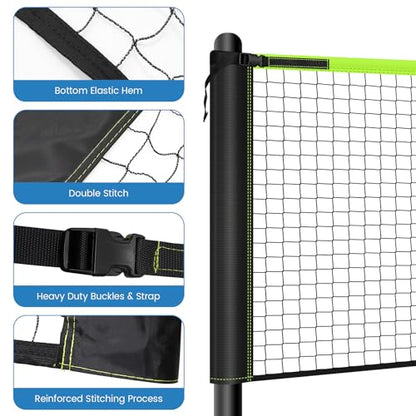22ft / 11ft Heavy Duty Pickleball Replacement Net Only, Weather-Resistant & Tear-Proof Pickleball Net for Indoor & Outdoor, Fits Most Free-Standing Pickleball Frames