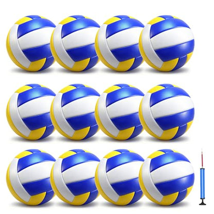 jiaonun 12 Pack Regulation Size 5 Volleyballs for Women and Men, Outdoor or Indoor, with Pump