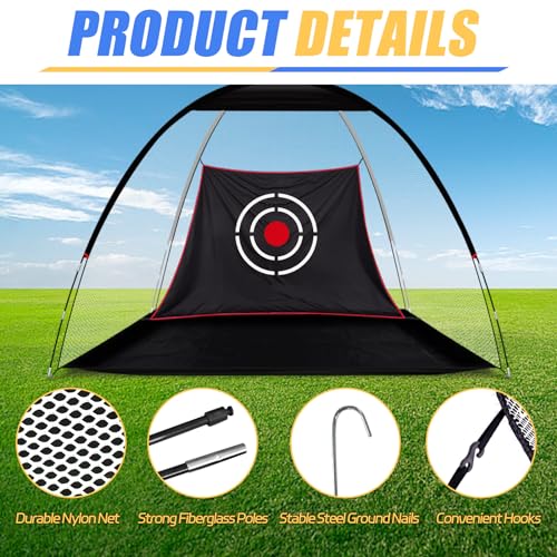 Golf Practice Net with Mat & Accessories: Portable Swing Trainer for Backyard Driving – Durable Target Cloth for Men & Golf Enthusiasts – 10X6X6.5FT Indoor Outdoor Use