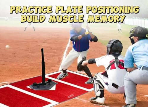 Baseball & Softball Hitting Mat - 6x4ft Anti-Slip Rubber Base, Home Plate with Batters Box, Foldable 12LB Design - Indoor/Outdoor Training for Left/Right Hitters, with Carry Bag