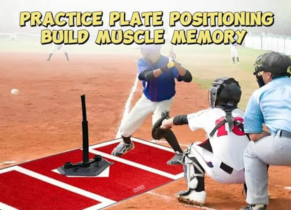 Baseball & Softball Hitting Mat - 6x4ft Anti-Slip Rubber Base, Home Plate with Batters Box, Foldable 12LB Design - Indoor/Outdoor Training for Left/Right Hitters, with Carry Bag