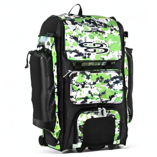 Boombah Rolling Catchers Superpack Baseball/Softball Gear Bag Digital Camo - 23-1/2" x 13-1/2" x 9-1/2" - Multiple Colors - Telescopic Handle and Holds 4 Bats - Wheeled Version - color: Black/Lime Green