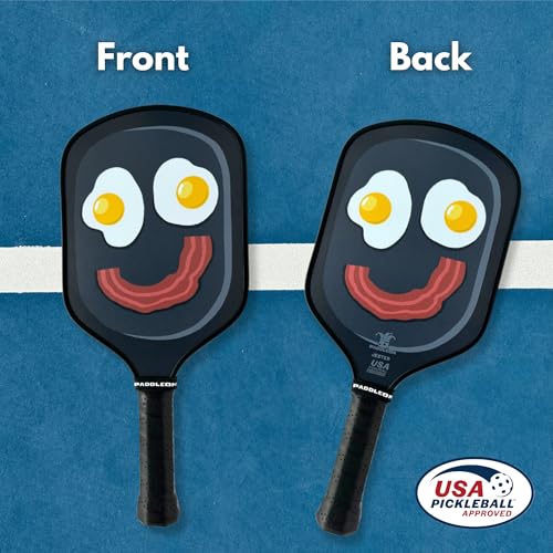 Funny Pickleball Paddles | USAPA Approved Paddle | T700 Carbon Fiber Surface | Propropylene Honeycomb Core | Non-Slip Cushion Grip | Single Paddle | High Grit & Spin | Fun Design - color: Frying Pan