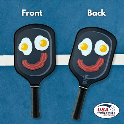 Funny Pickleball Paddles | USAPA Approved Paddle | T700 Carbon Fiber Surface | Propropylene Honeycomb Core | Non-Slip Cushion Grip | Single Paddle | High Grit & Spin | Fun Design - color: Frying Pan
