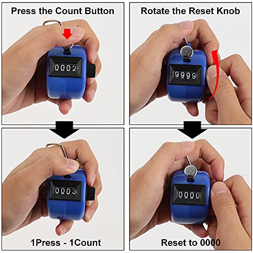 TopTie ABS Hand Tally Counter, 4-Digit Mechanical Golf Clicker Counter Handheld, Lap Number Counter