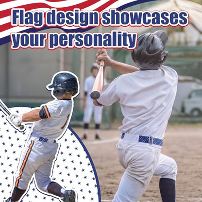 American Flag Baseball/softball Belt, USA Star Adjustable PU Leather Elastic Belt for Youth Sport Practice - size: Medium